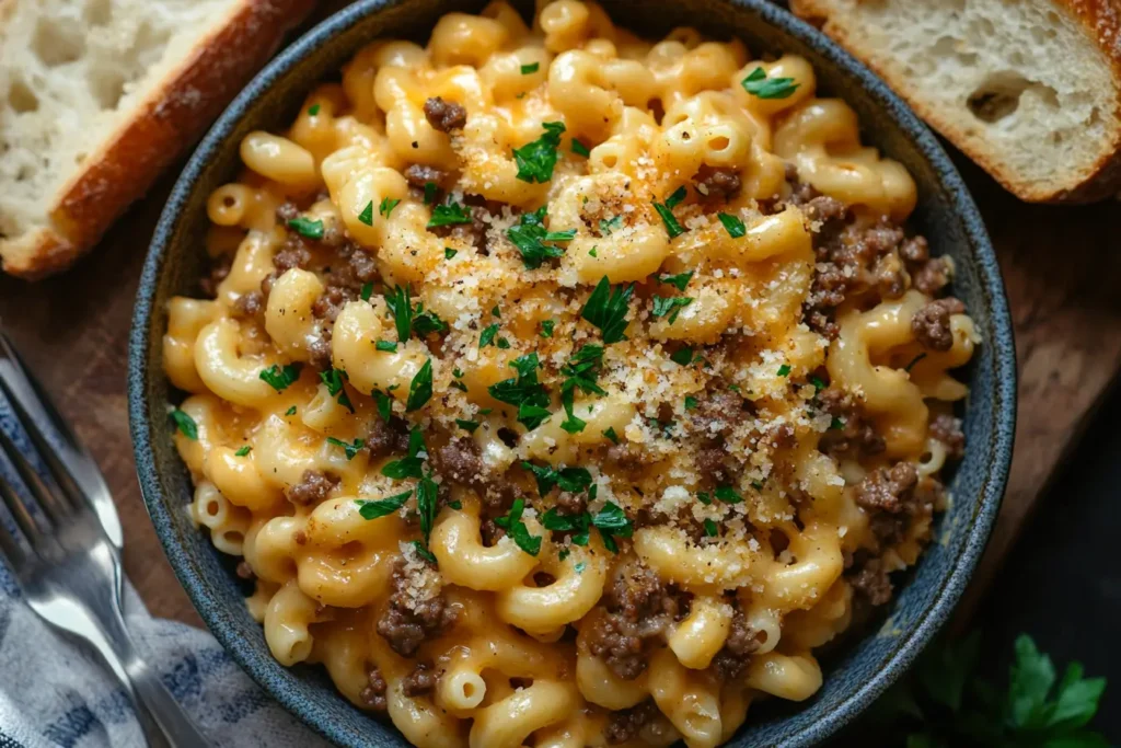 hamburger mac and cheese